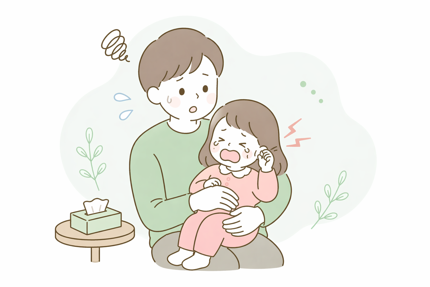 耳が痛くて泣いてるイメージ